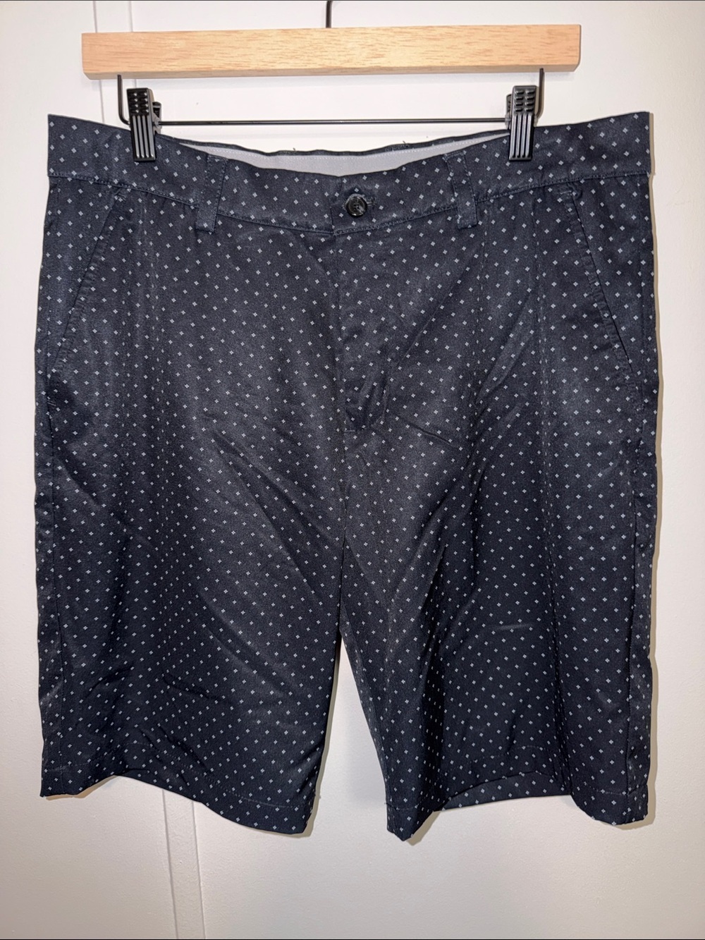 Greg Norman Collection Navy Microdot Flat-Front Shorts